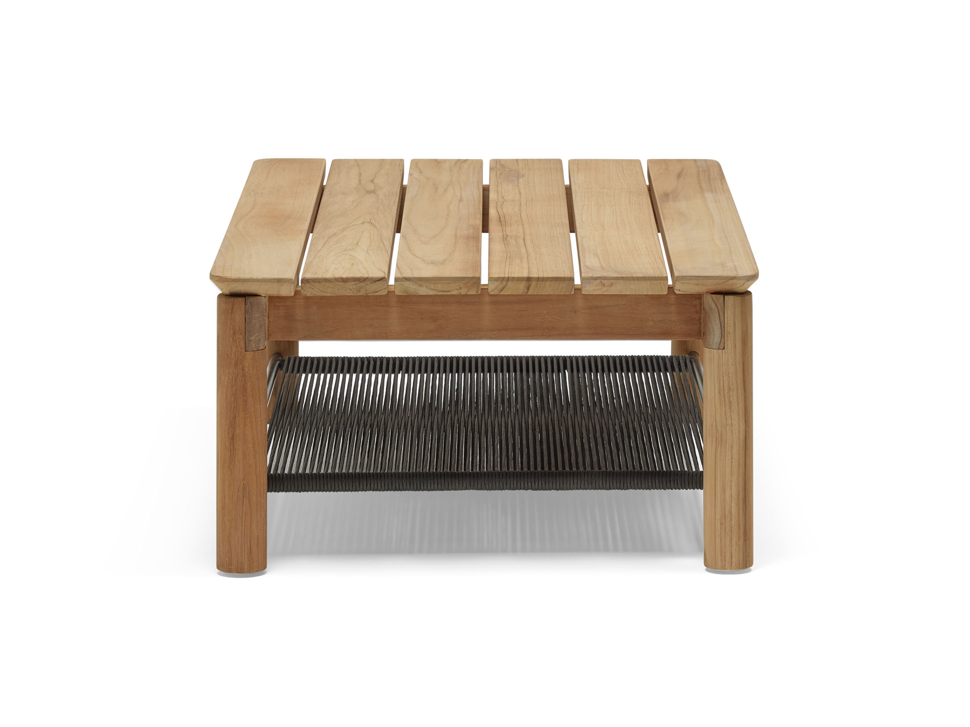 Front view of wooden outdoor coffee table